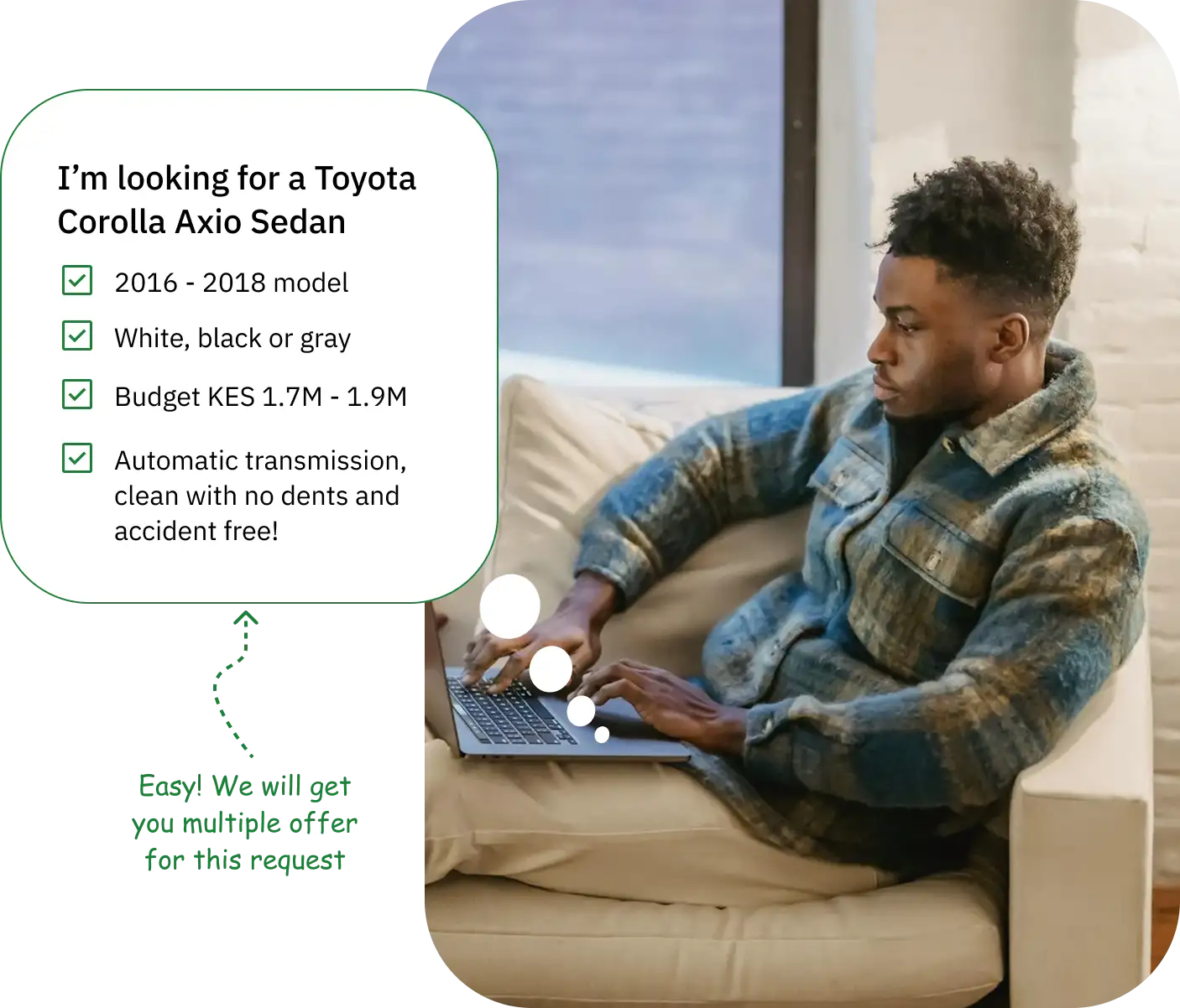 A man requesting a vehicle on dealersyard